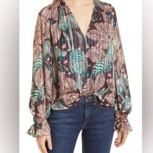 NWT - Ramy Brook Sofie Long Sleeve Stretch Silk Blouse